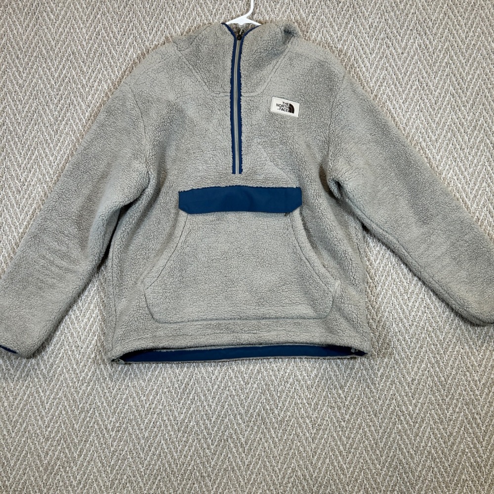The North Face Jackets Mens Large Gray Sherpa Fleece Kangaroo Pouch Winter Warm